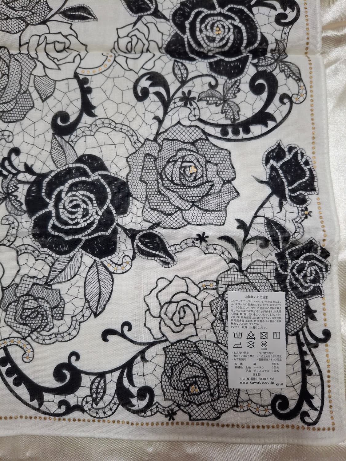 [랑방]블랙&화이트 로즈 레이스 쁘띠스카프 상품이미지2