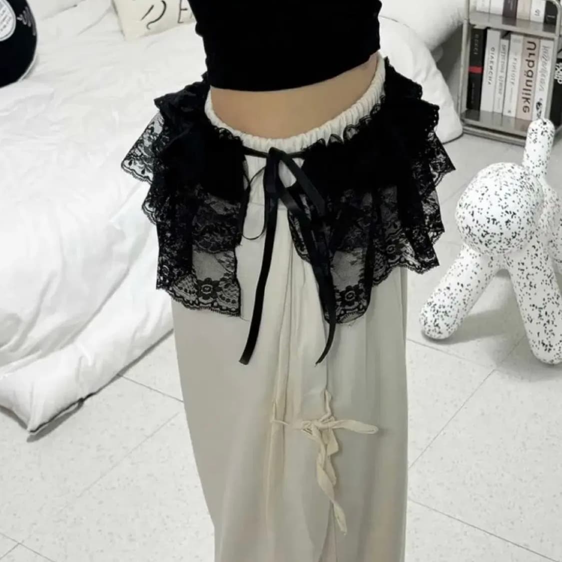 에이블리 파인컬러 레이스 레이어드 스커트 상품이미지2