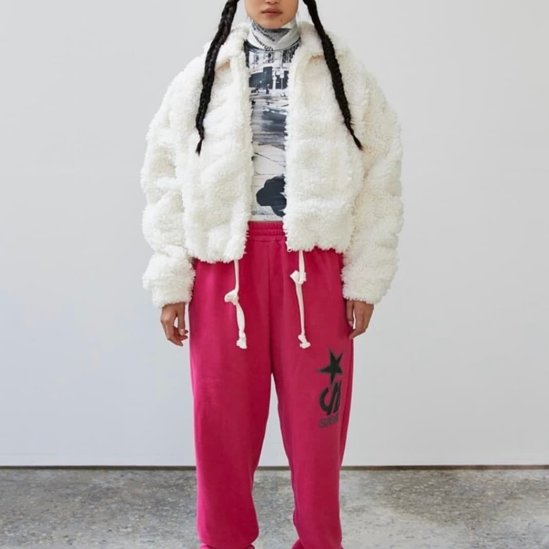 seo 에스이오 시어링 퍼 자켓 화이트 상품이미지1