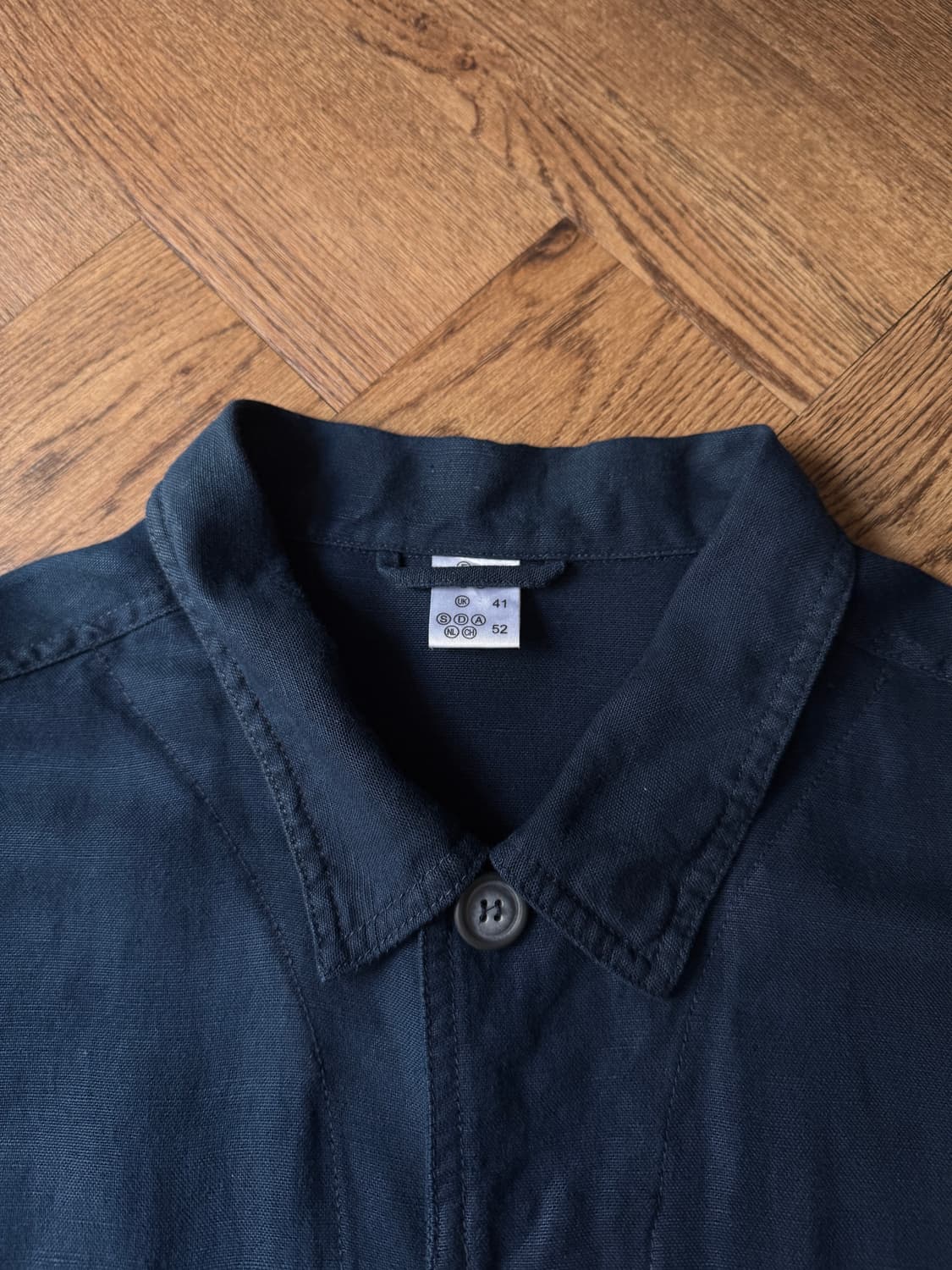 [XL]빈티지 3포켓 다크네이비 린넨 프렌치 워크 자켓 상품이미지2