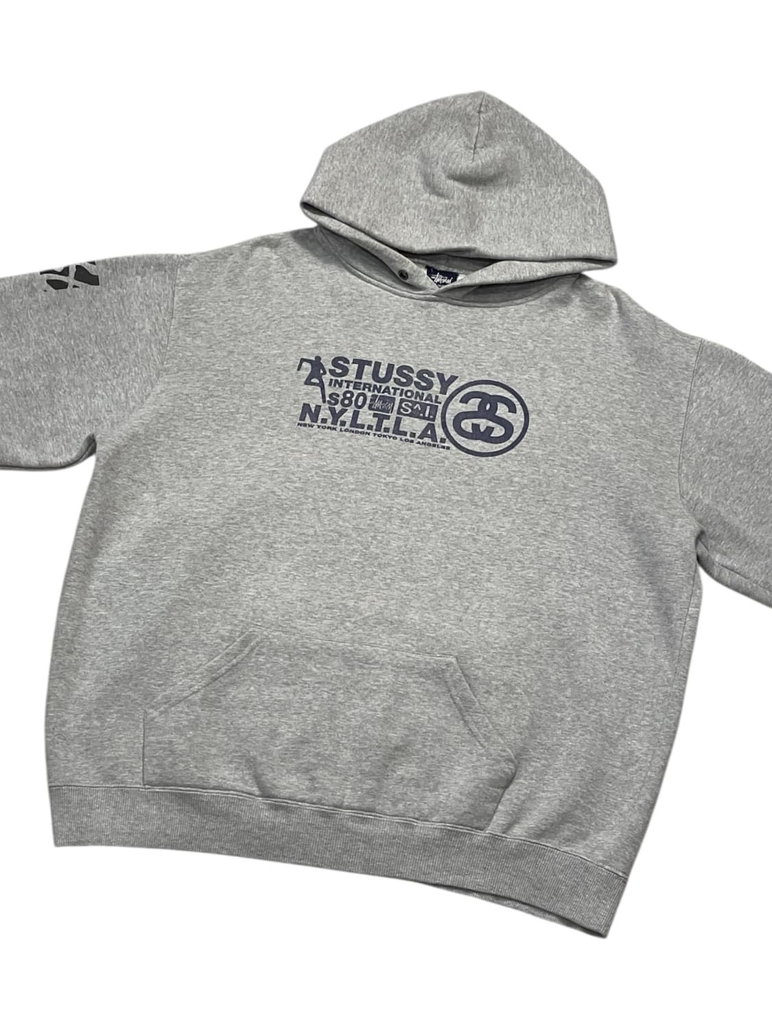 스투시 로고 그레이 후드티 상품이미지2