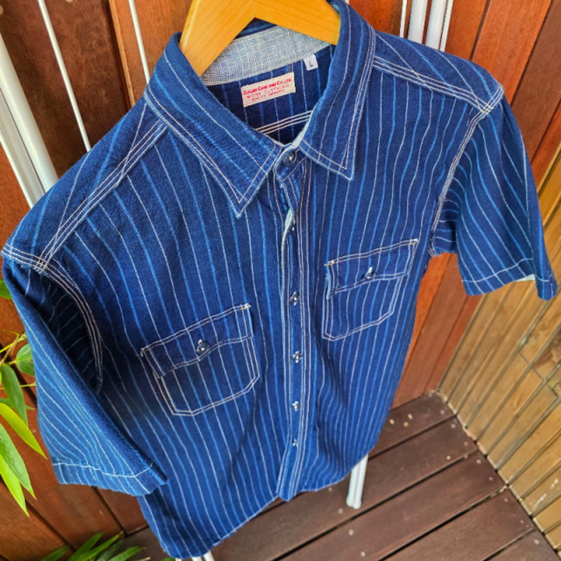 SUGAR CANE 슈가케인 5.2oz 인디고  1/2 워크 셔츠 상품이미지8