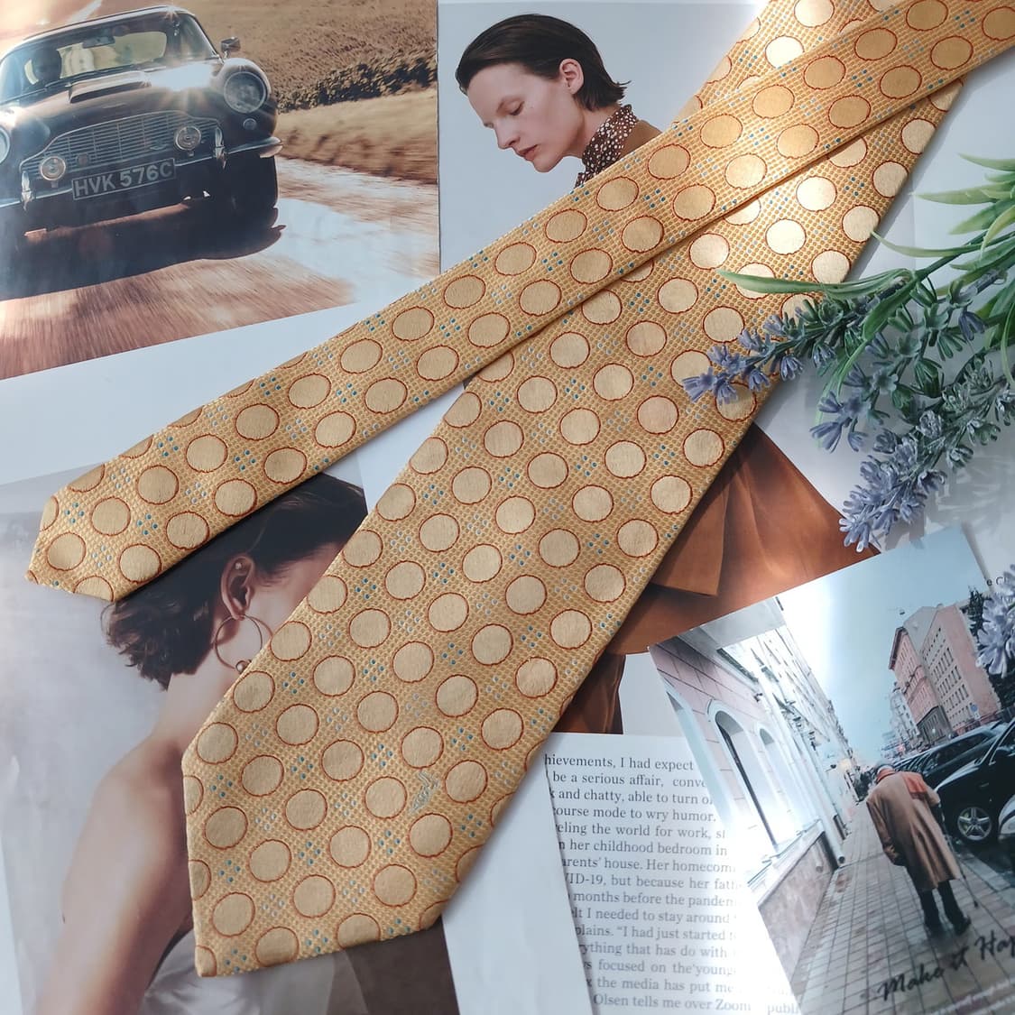 트루사르디 실크 옐로우 도트 넥타이 9.3cm A+등급 A18954
 상품이미지3