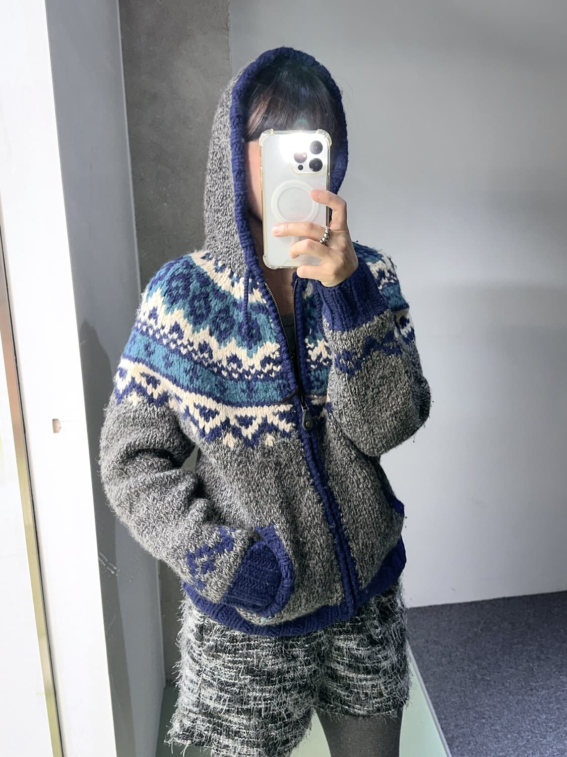 winter ethnic knit zip hoody 상품이미지1