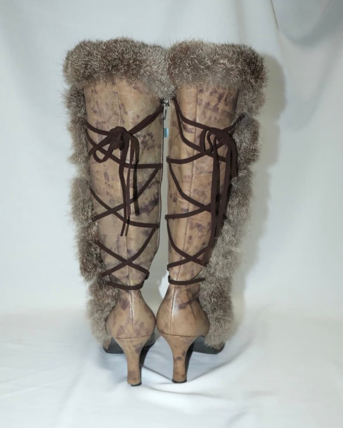 레이스업 롱 퍼부츠 Real Fur Long Boots 택포 상품이미지4