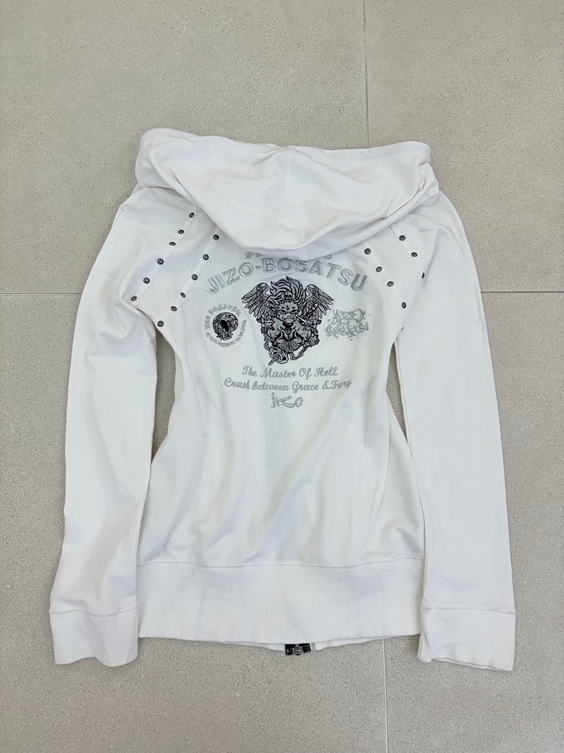 화이트 y2k 스터드 후드집업 상품이미지4