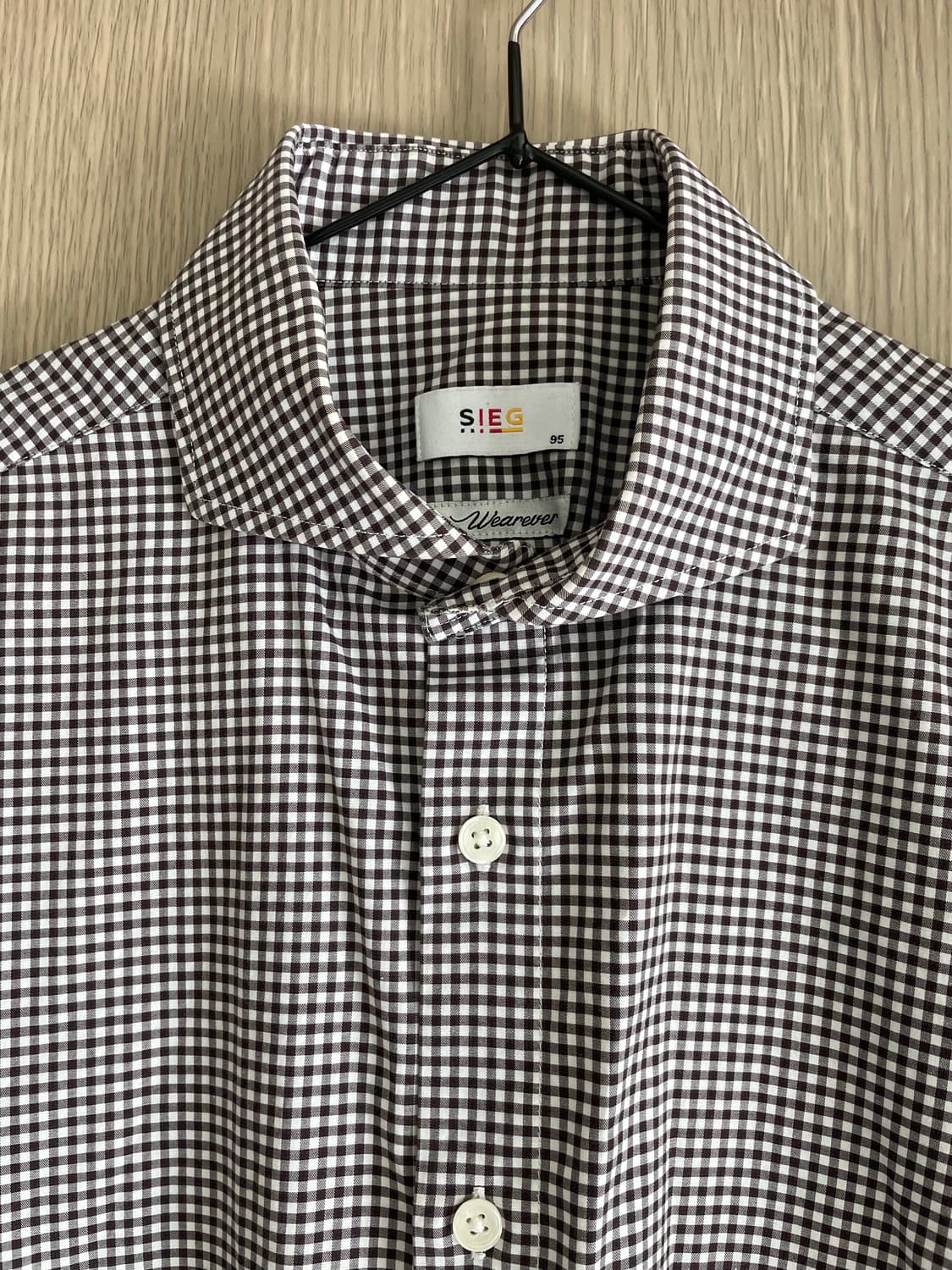 SIEG 브라운 깅엄체크 모리걸 너디 셔츠 상품이미지1