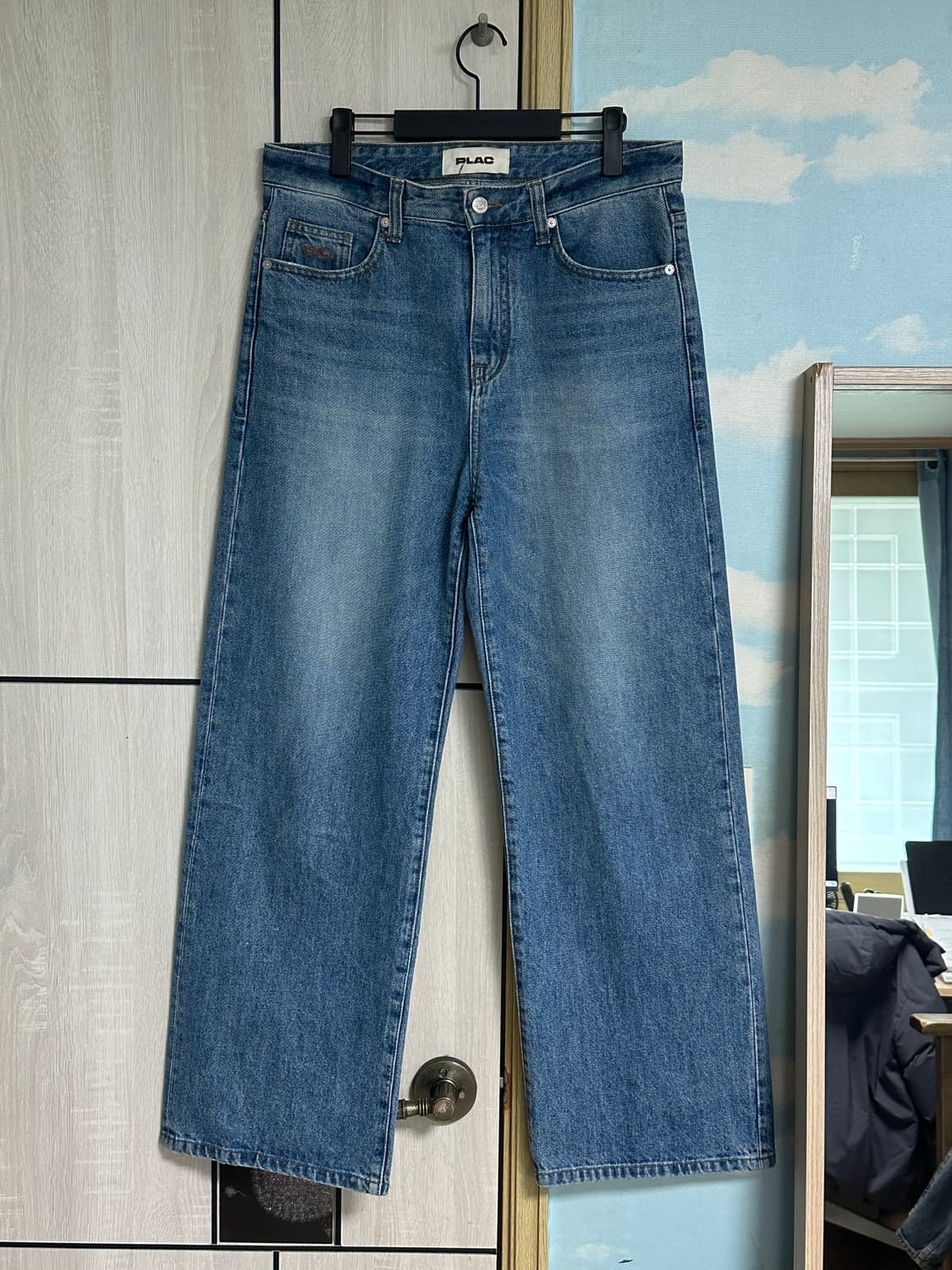 (31) 플랙 베이직 와이드 데님팬츠 K04 미드블루 상품이미지2