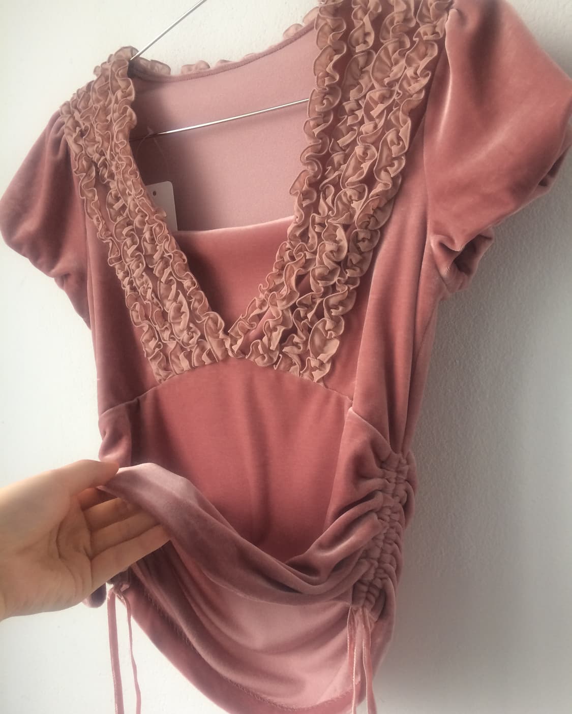 Frill velvet t shirt 상품이미지4