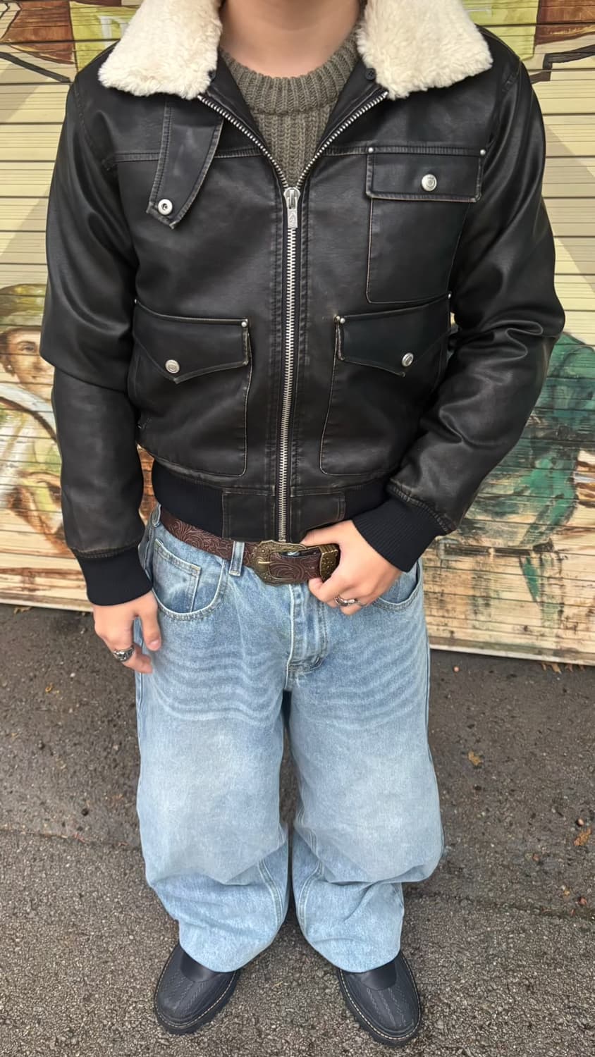 슈퍼서브 A2 레더자켓 M 착샷있음 상품이미지5