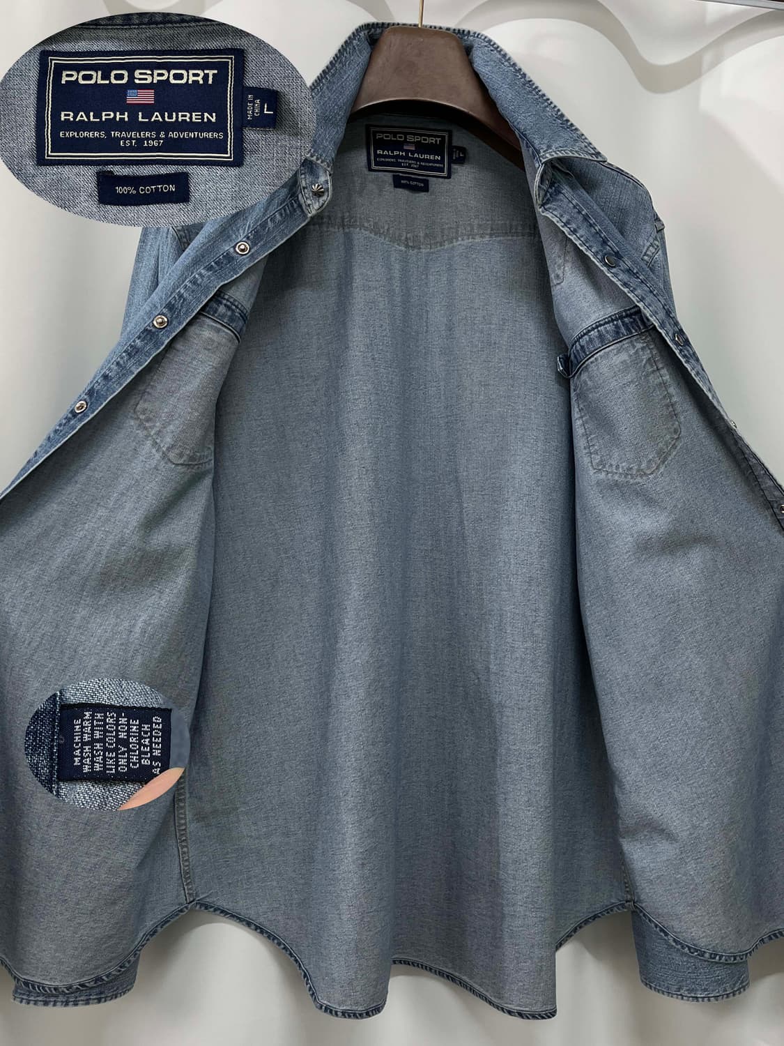 90's 폴로 랄프로렌 사우스 웨스턴 콘초 워시드 데님 웨스턴 셔츠 상품이미지3