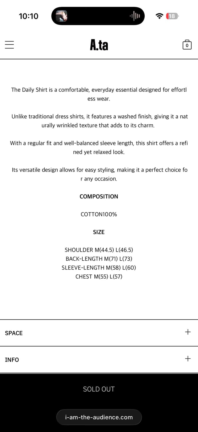 A.ta 데일리 셔츠 m 상품이미지4