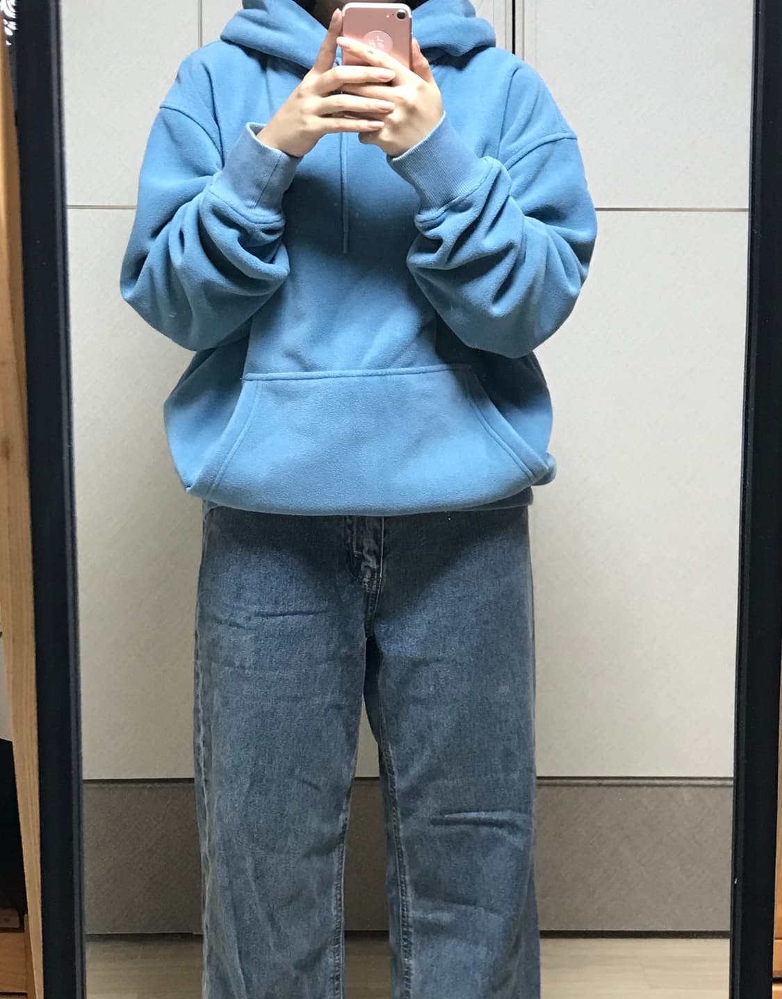 타미진스 여성 후리스 후드티 m 하늘색 상품이미지3