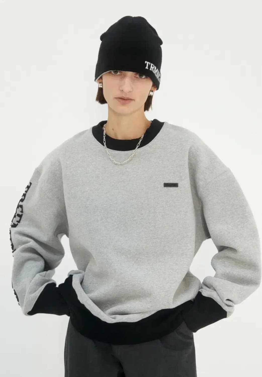 트리밍버드 Oblique Line Sweat Shirt [그레이]_미착용 상품이미지1