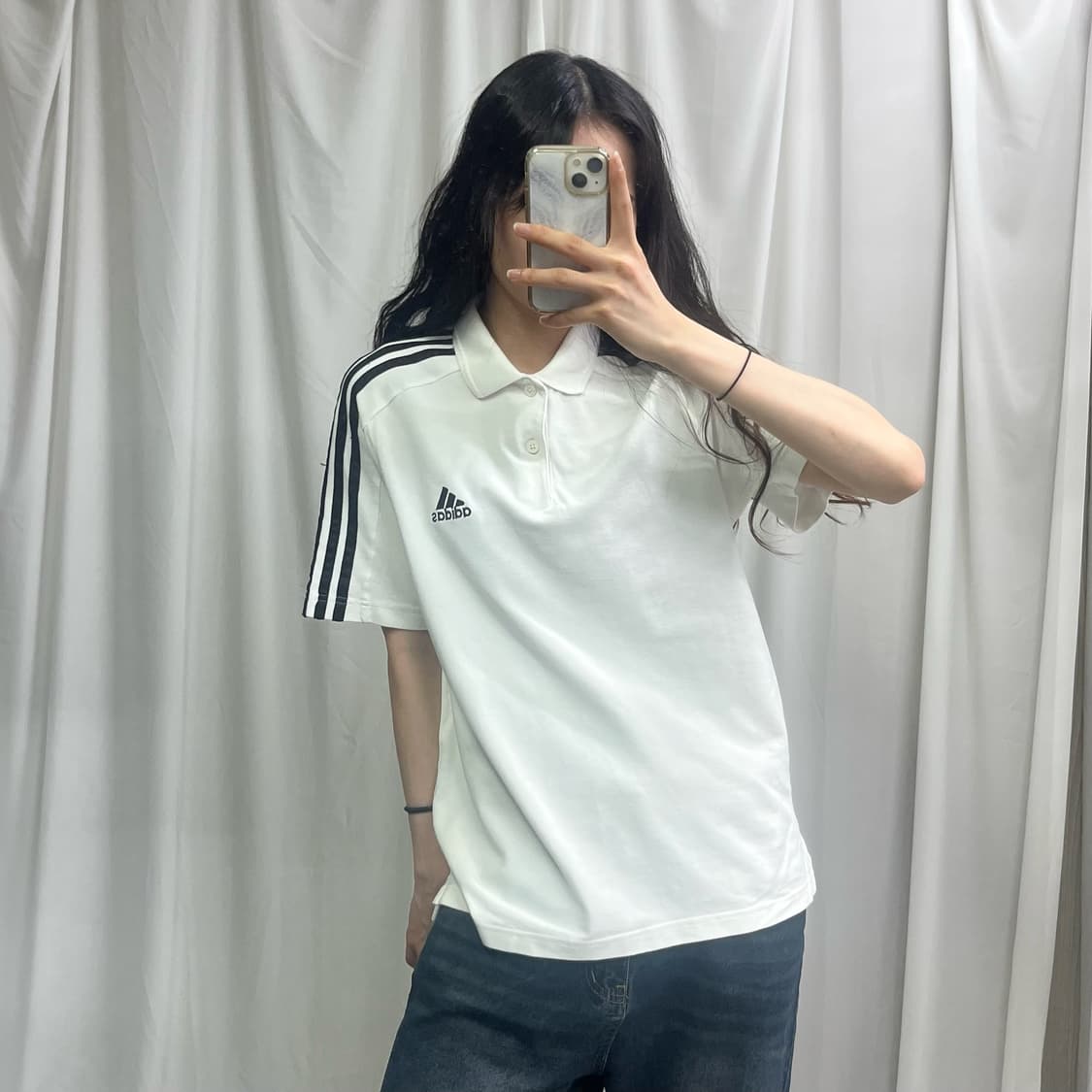 Adidas white collar T-shirts 상품이미지2