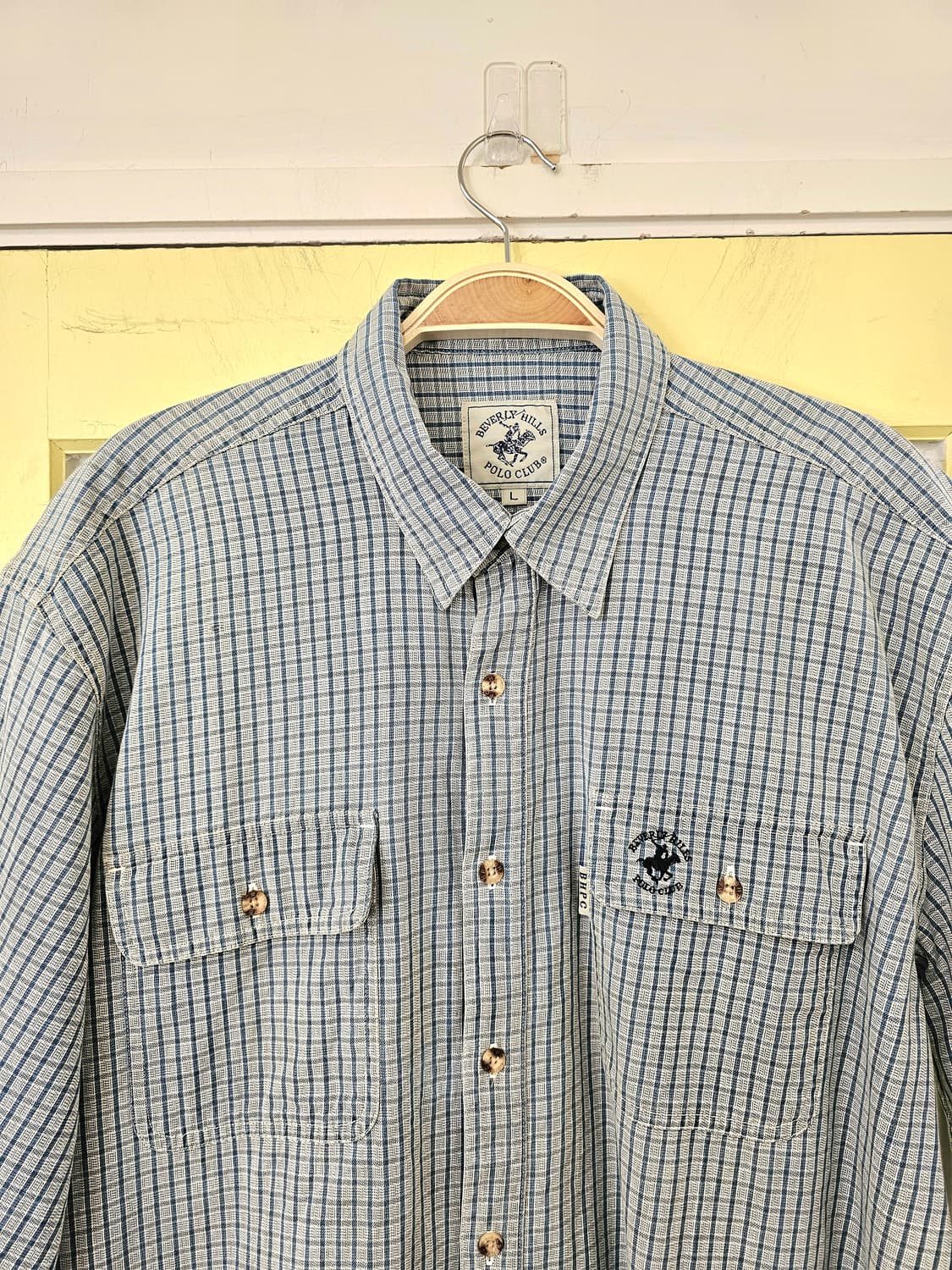 Beverly Hills Polo Club 블루 체크 반팔셔츠 상품이미지3