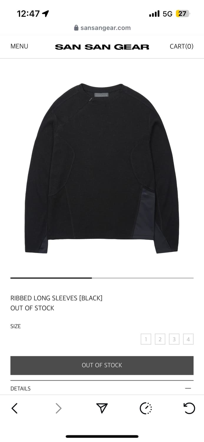 산산기어리브드 롱슬리브 RIBBED LONG SLEEVES [BLACK] 상품이미지1