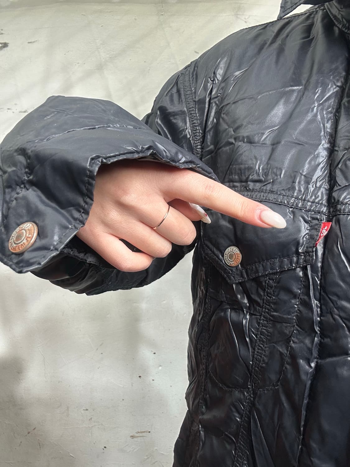 리바이스 블랙 일본판 y2k 와투케 패딩 바람막이 점퍼 L 상품이미지6