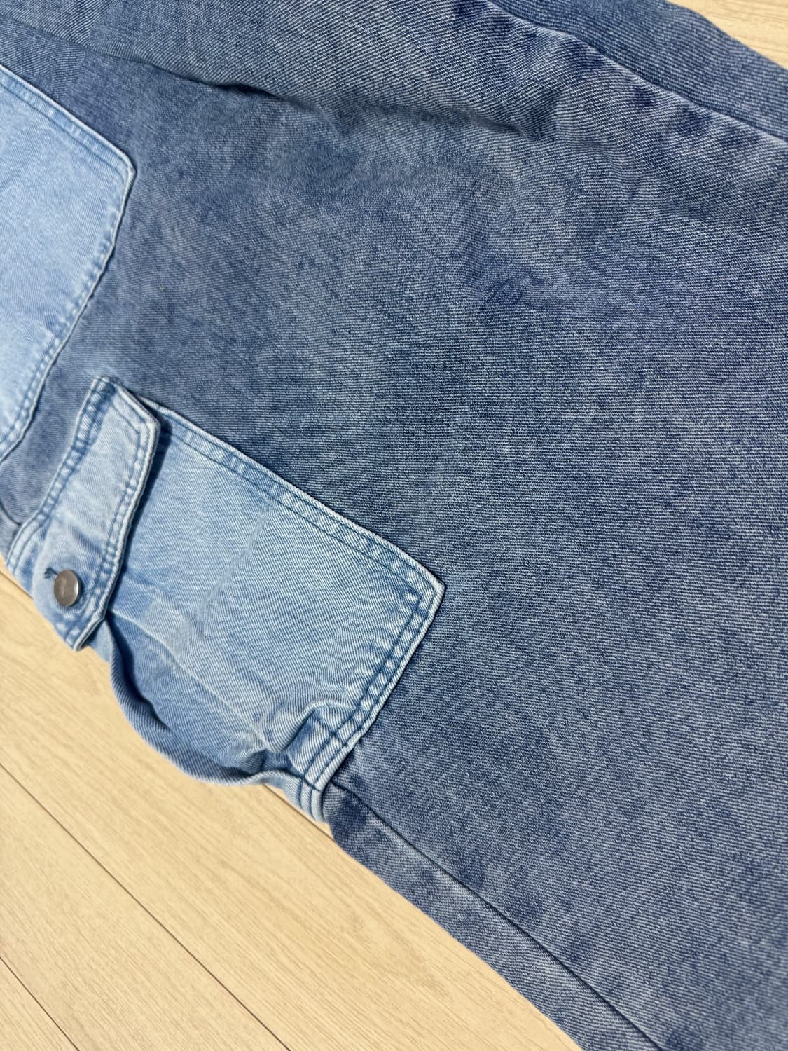 배색 카고 데님 와이드 팬츠 상품이미지6