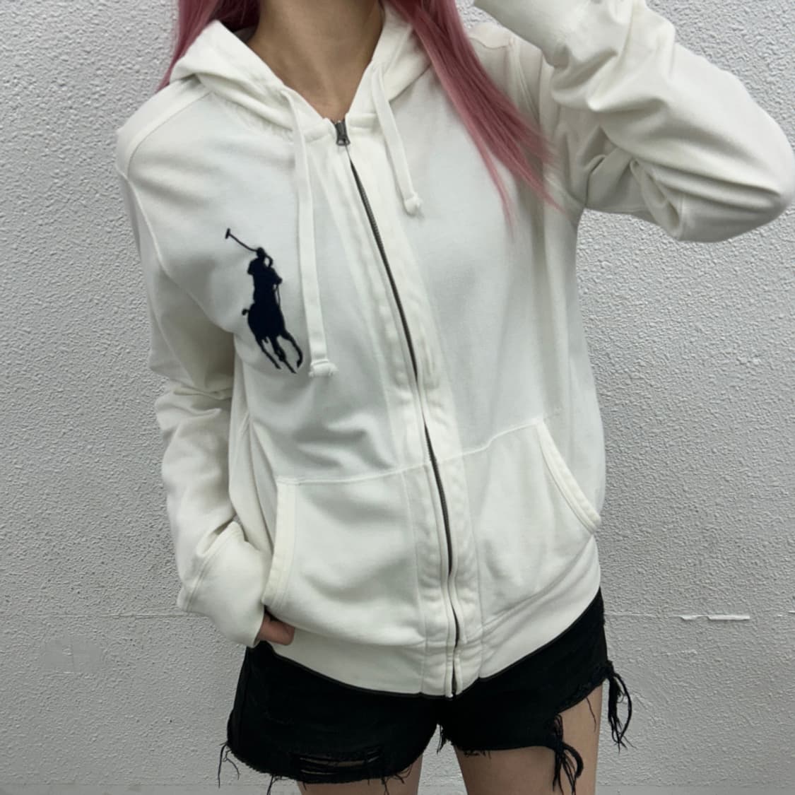 폴로 랄프로렌 네이비 빅포니 화이트 집업 M 상품이미지2