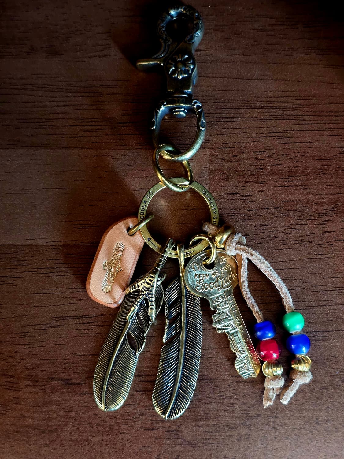 3cross gold brass double wing  keyring 상품이미지8