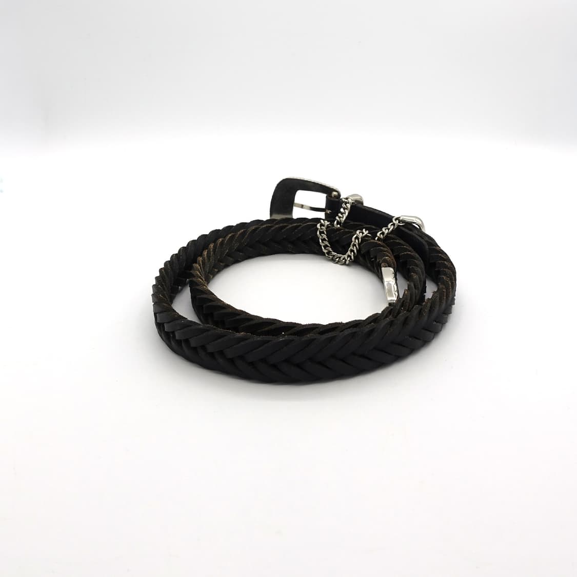 JieDa 지에다 웨스턴 체인 위브드 레더 벨트 상품이미지4