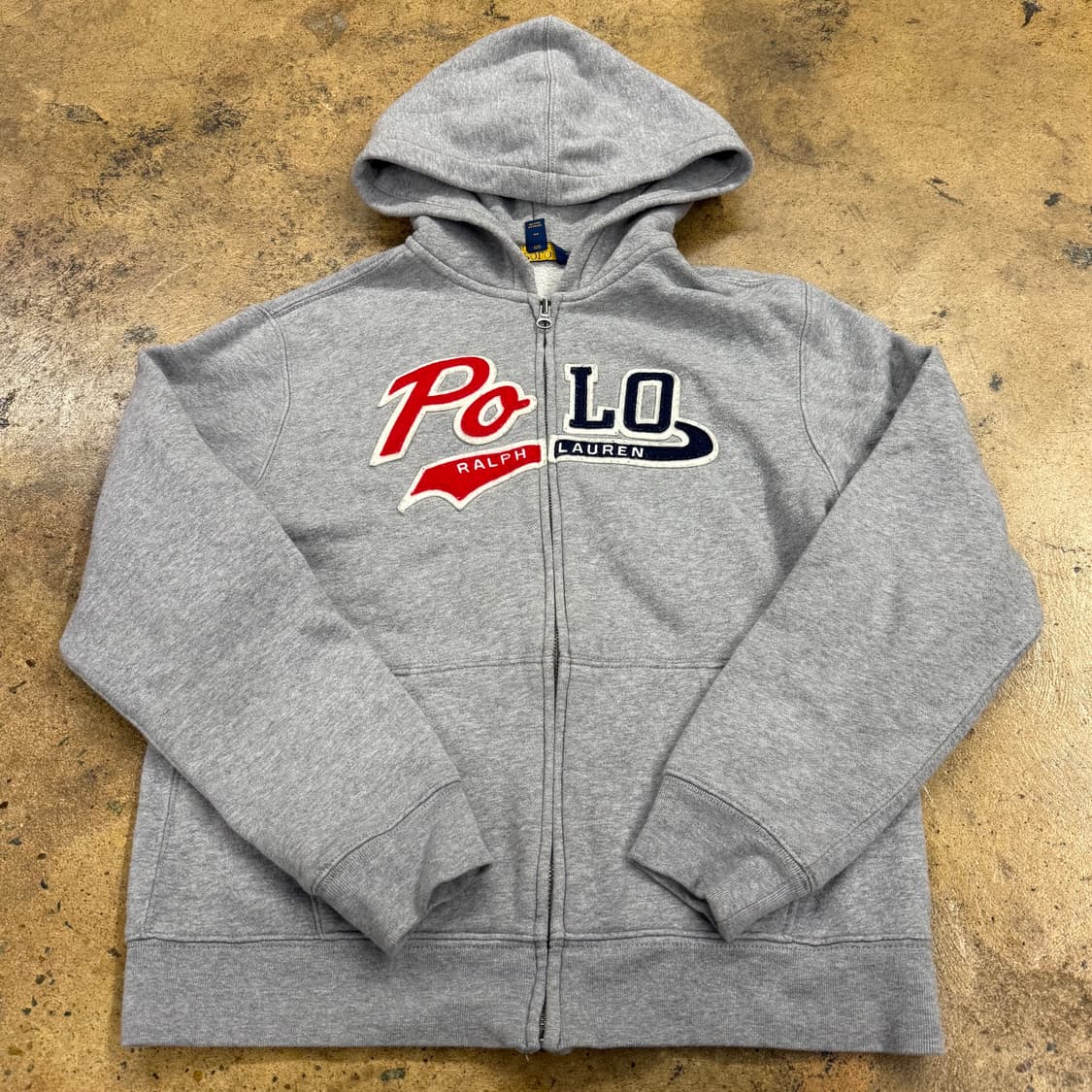 폴로 랄프로렌 그레이 하프 레드 블루 로고 후드집업  상품이미지2