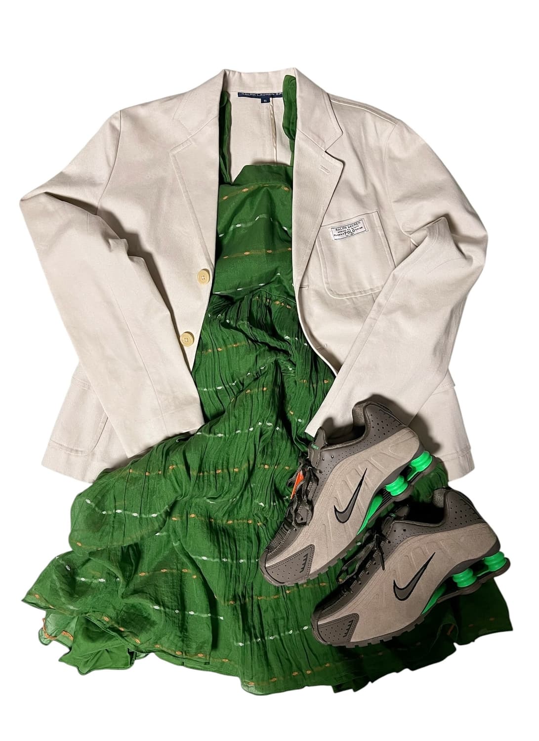 질스튜어트 그린 스트라이프 롱 원피스 상품이미지2