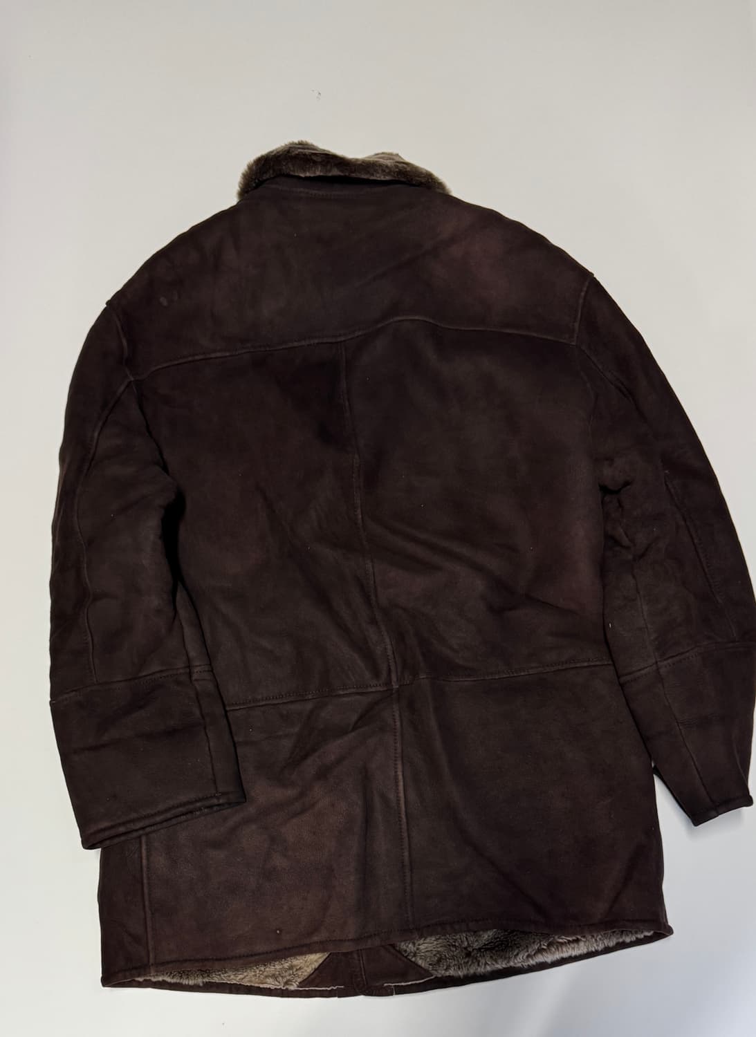 빈티지 리얼 양가죽 스웨이드 양털 내피 무스탕 자켓 XL 코코아 상품이미지2