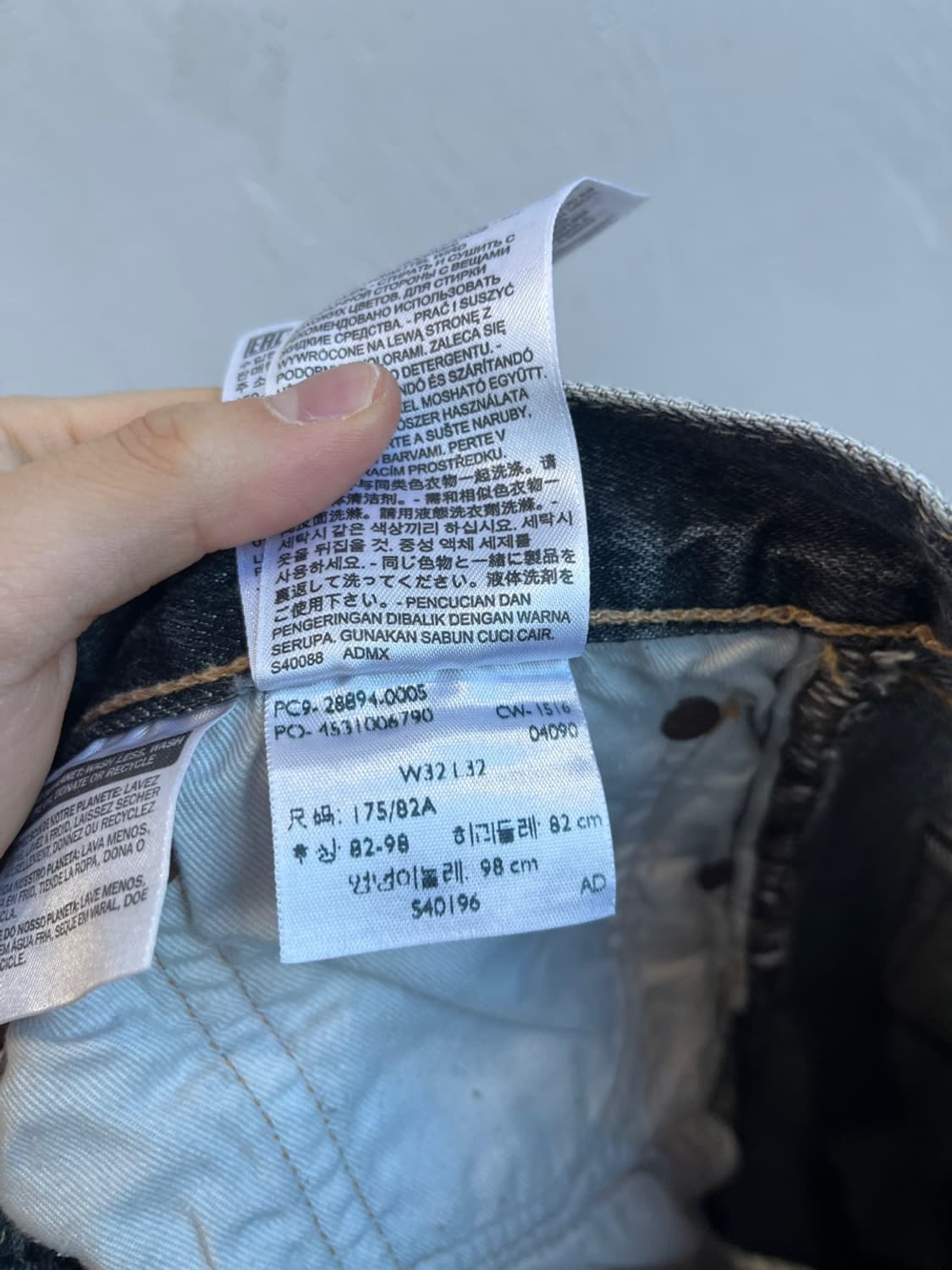 리바이스501CT 디스 워싱 블랙 데님팬츠 MADE IN MEXICO 상품이미지10