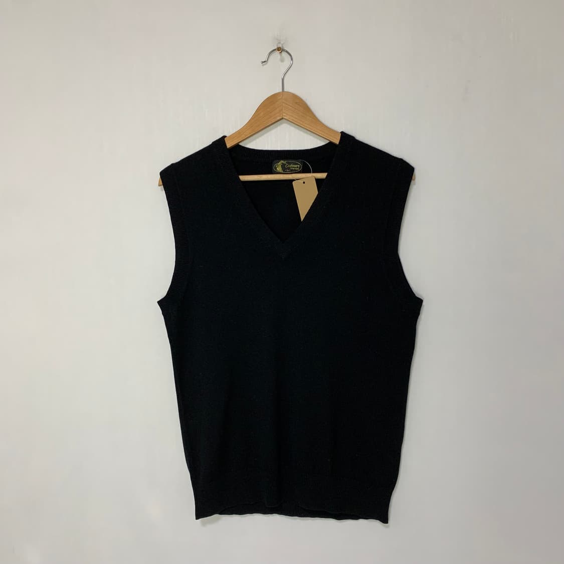 빈티지 캐시미어 100% 블랙 니트 베스트 조끼 L 상품이미지1