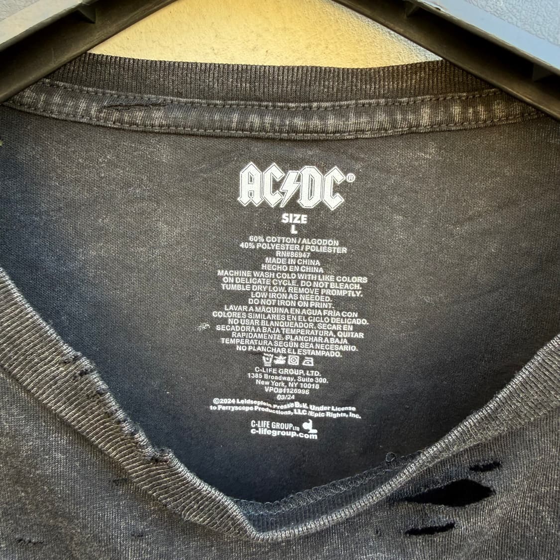 AC/DC 빈티지 투어 복각 디스트로이드 티셔츠  상품이미지8