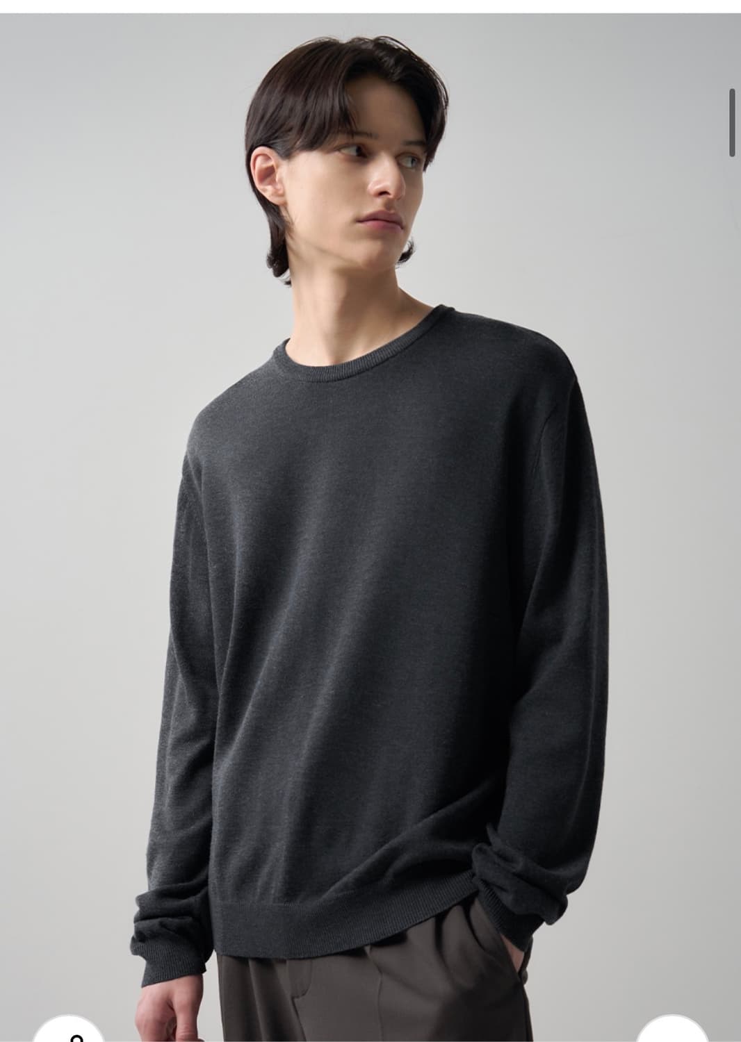 (L) 드로우핏 실크 라운드 풀오버 니트 [CHARCOAL] 판매 상품이미지5