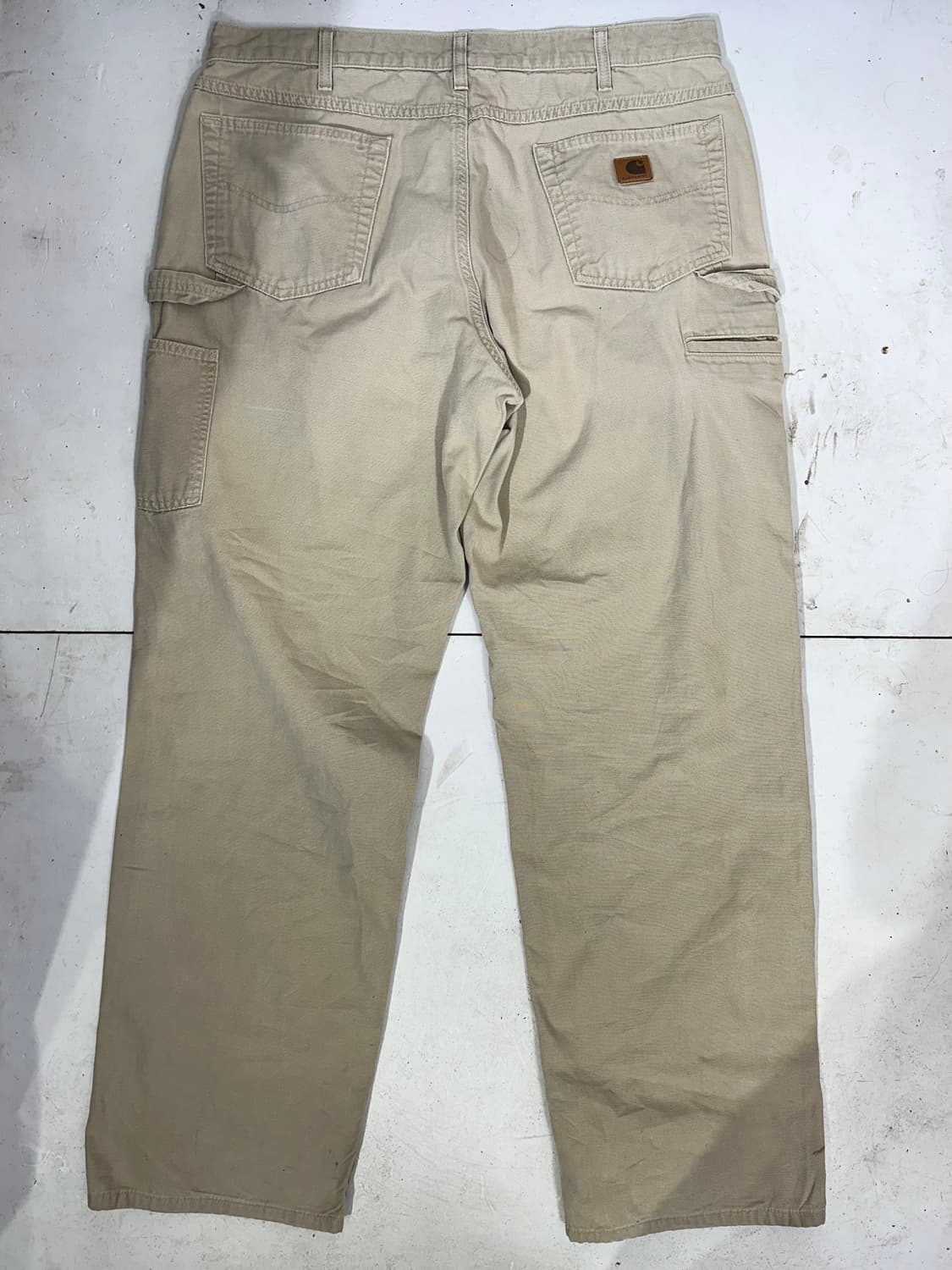 칼하트 b159 베이지 워크 팬츠 가죽탭 와이드 카펜터 바지  상품이미지5