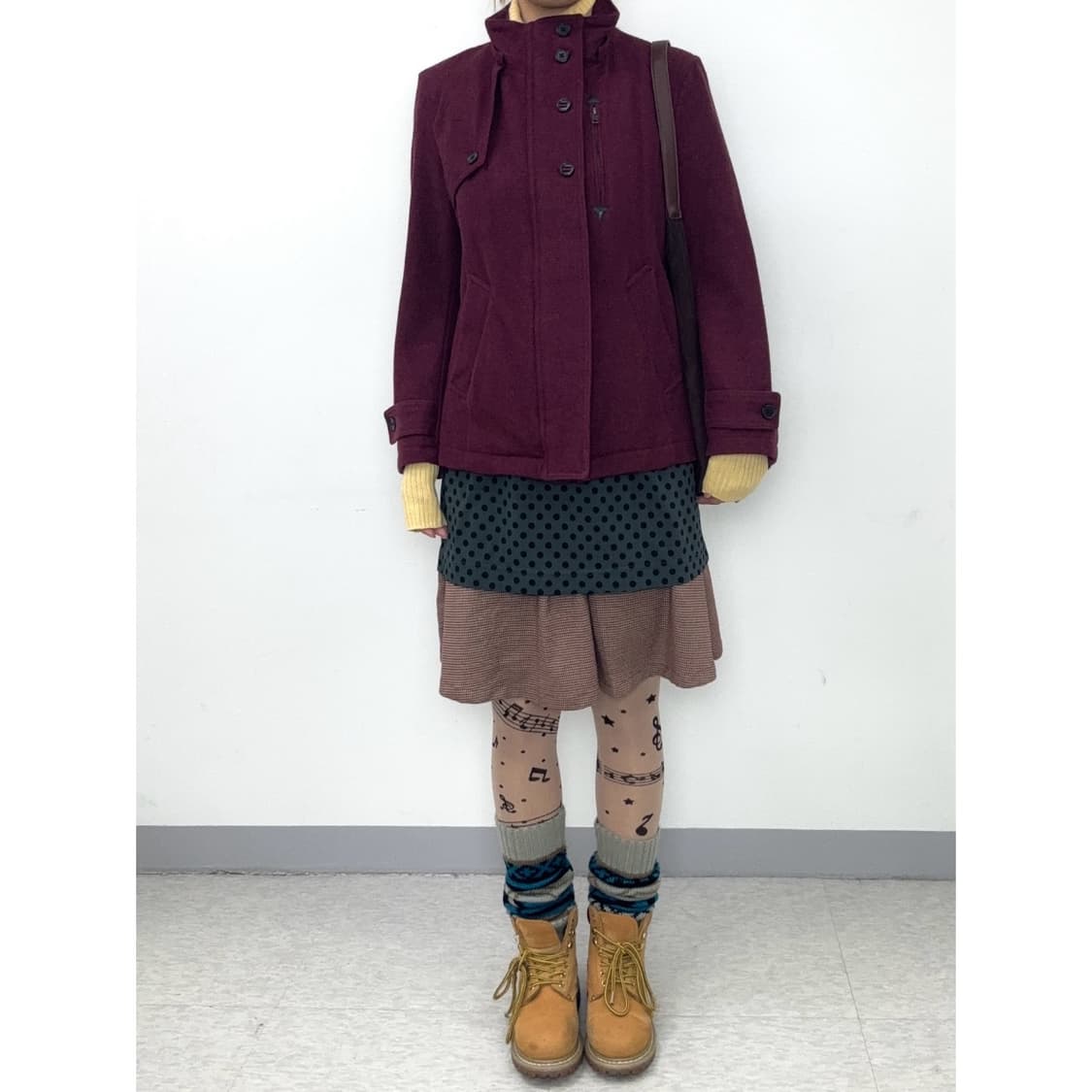 빈티지 버건디 플럼 락시크 하프 코트 상품이미지2