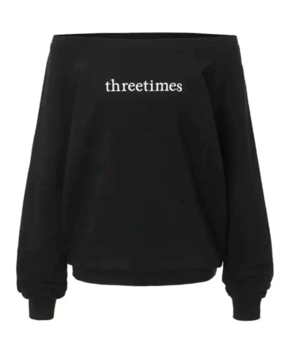 쓰리타임즈 로고오프탑 블랙 s 상품이미지1