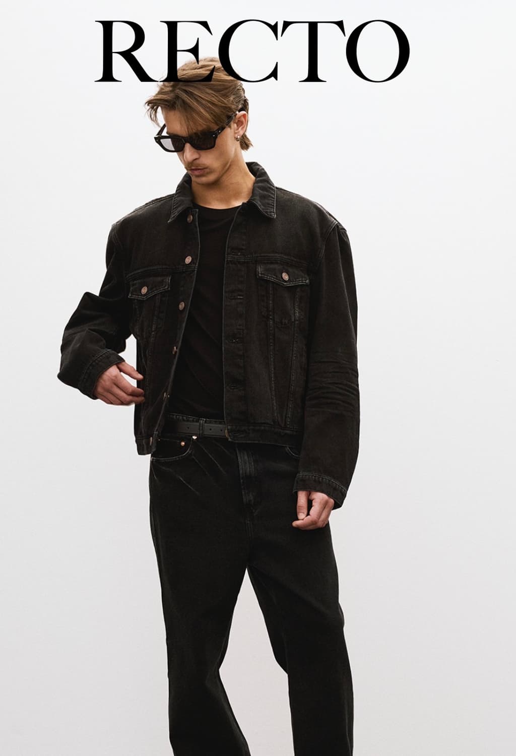 [L] 렉토(RECTO) 빈센트 데님 자켓 - 블랙/워싱블랙 (S급) 상품이미지1