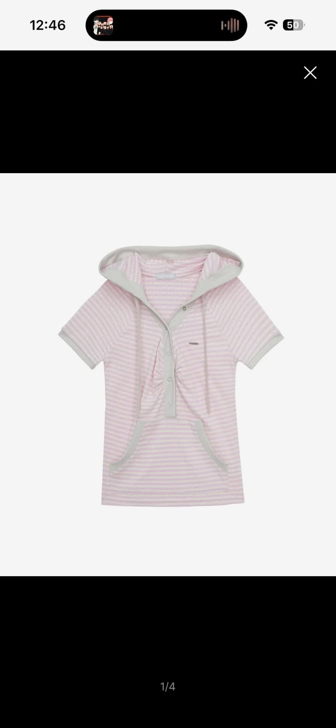 허그유어스킨 스트라이프 후드티 라일락 상품이미지1