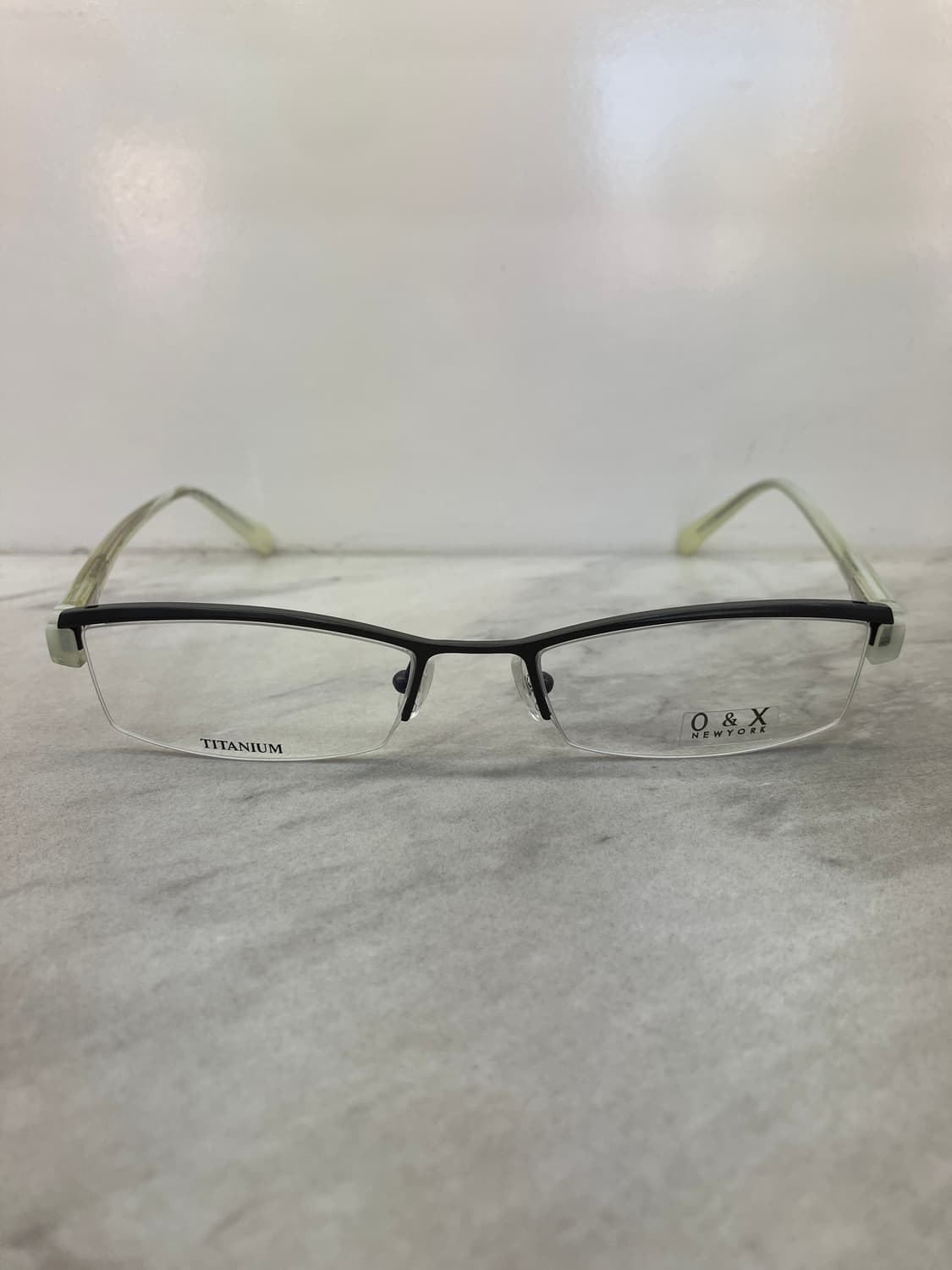 오앤엑스 O&X New York 에메랄드 그레이 스퀘어 반무테 메탈 안경 상품이미지6
