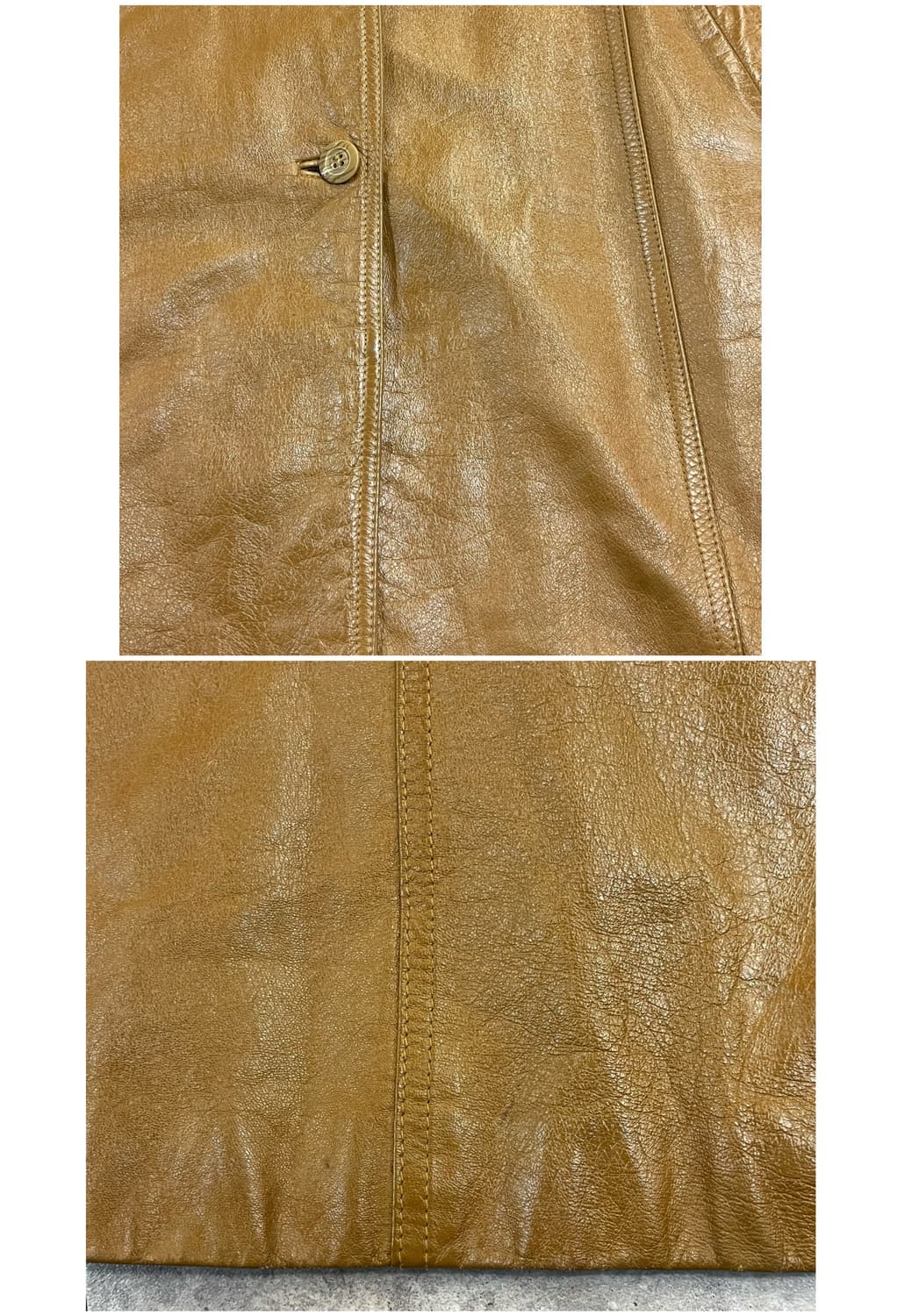 빈티지 소가죽 레더 롱 사죽 자켓 카멜 #csz2851 상품이미지5