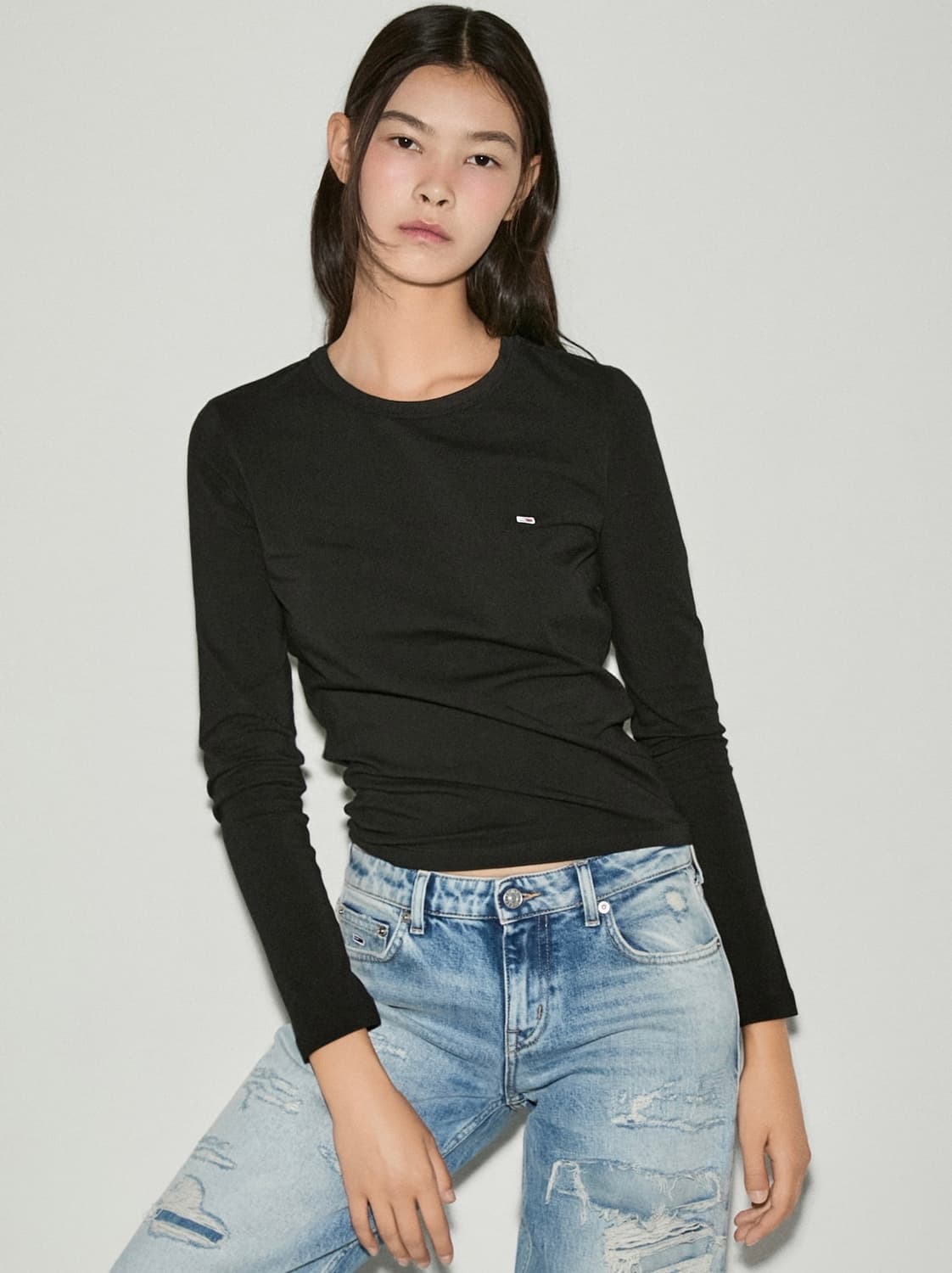타미진스 슬림 저지 롱슬리브 티셔츠 블랙 상품이미지1