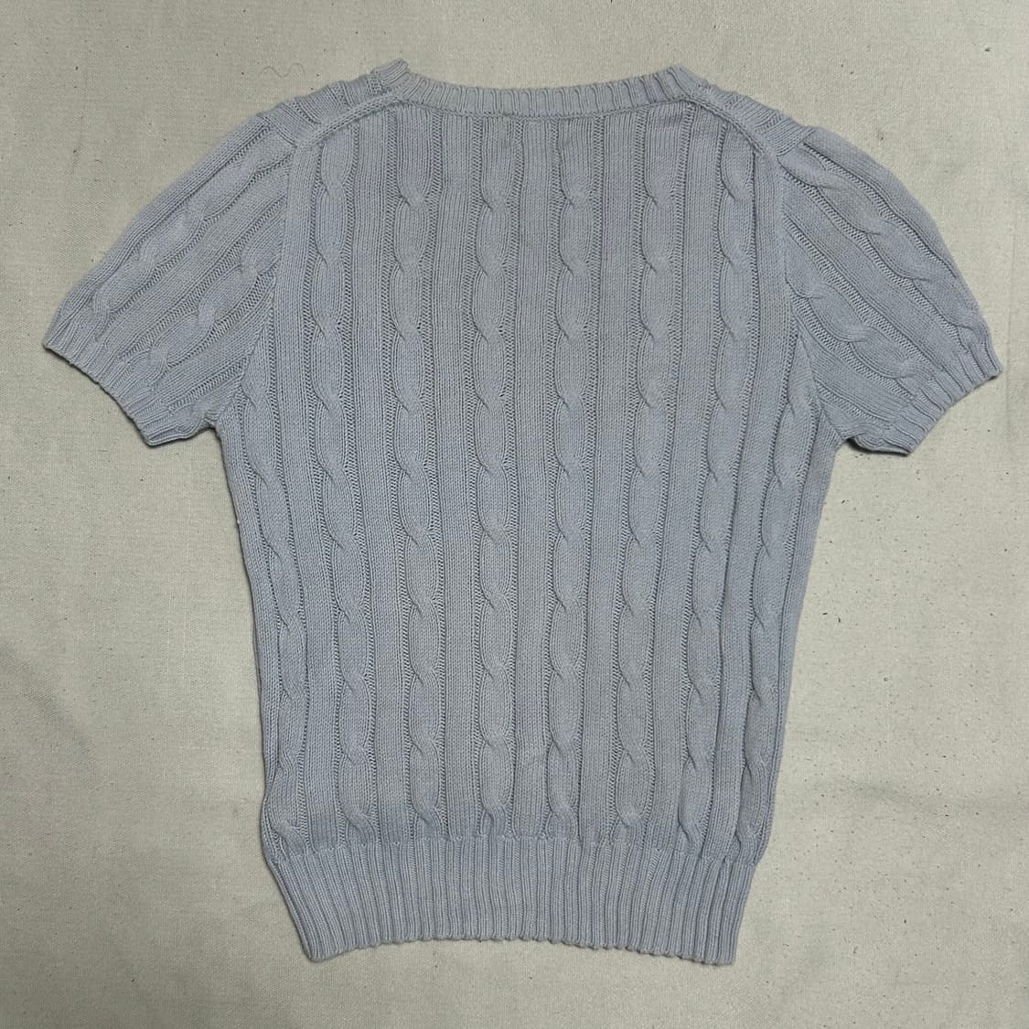 L 폴로랄프로렌 여성용 스카이블루 케이블 반팔 니트  상품이미지3