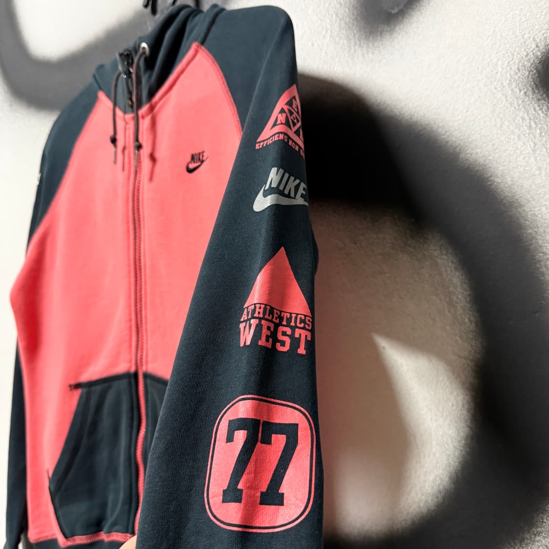 나이키 y2k 하이넥 프린팅 , 자수 디테일 배색 집업 후디 상품이미지5