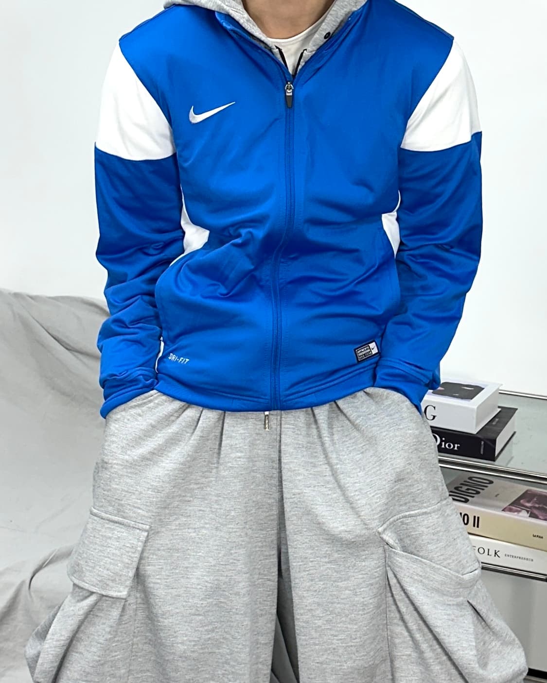 나이키 블루 화이트 트랙탑 져지 S 상품이미지1