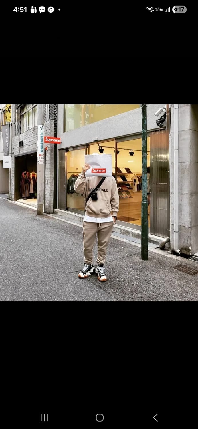 피어오브갓 에센셜 3D 실리콘 앞로고 아플리케 풀오버 후드 오트밀 상품이미지7