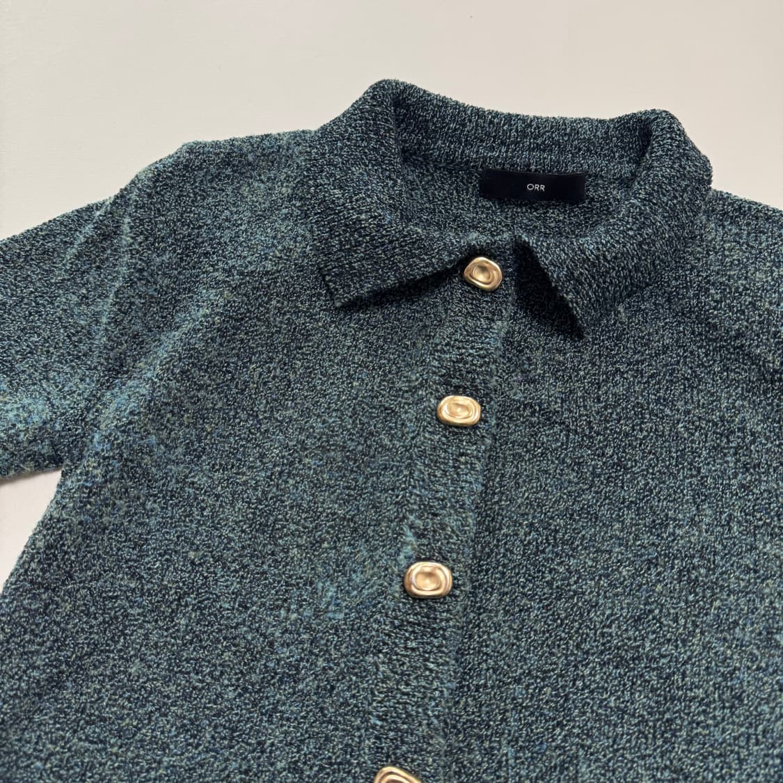 orr 오르 프리미엄 텍스쳐 피케 반팔 가디건 그린컬러 상품이미지2