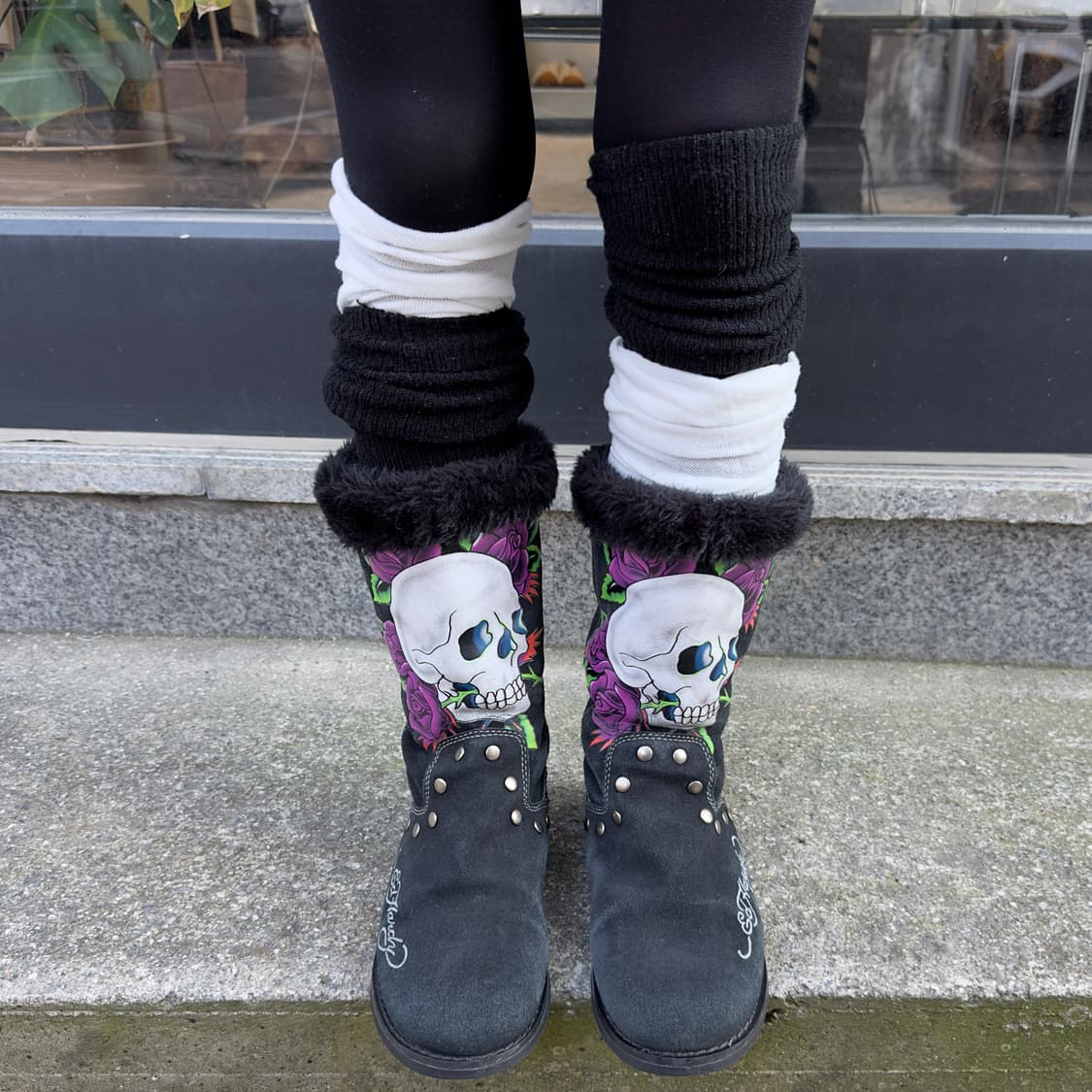 00s 레어 에드하디 스웨이드 스컬 타투 부츠 상품이미지9