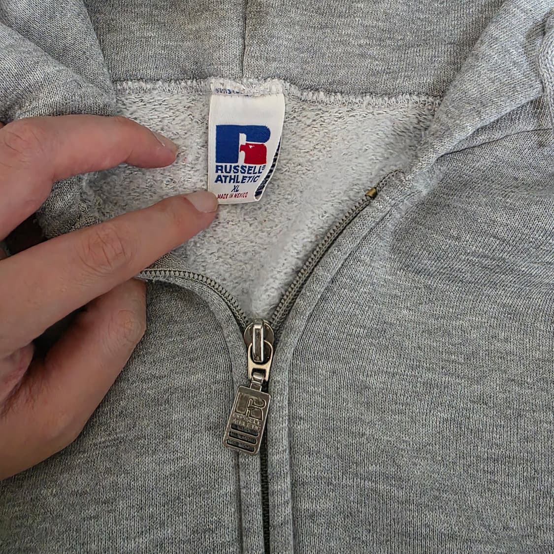 [XL] 90s 빈티지 러셀 애슬레틱 후드집업 그레이 ver. 스테인2 상품이미지6