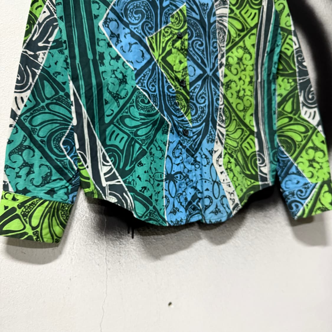 VTG 빈티지 블루그린 패턴 언발 긴팔 셔츠 상품이미지4