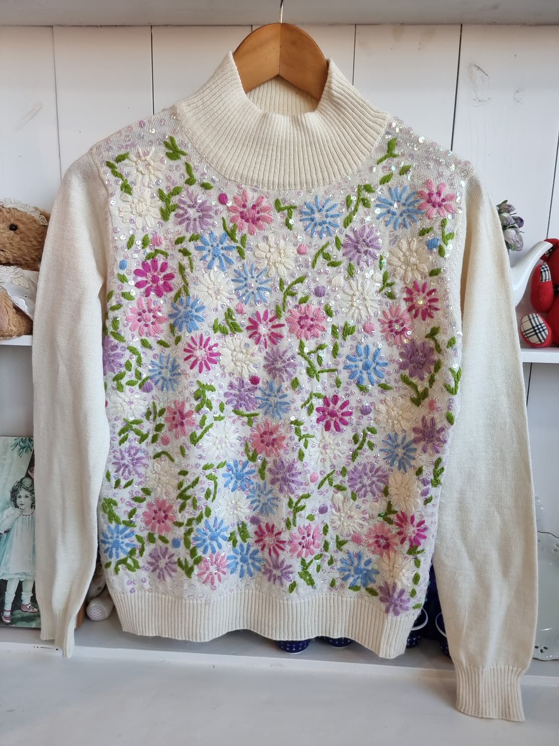 플라워 자수 니트 상품이미지1